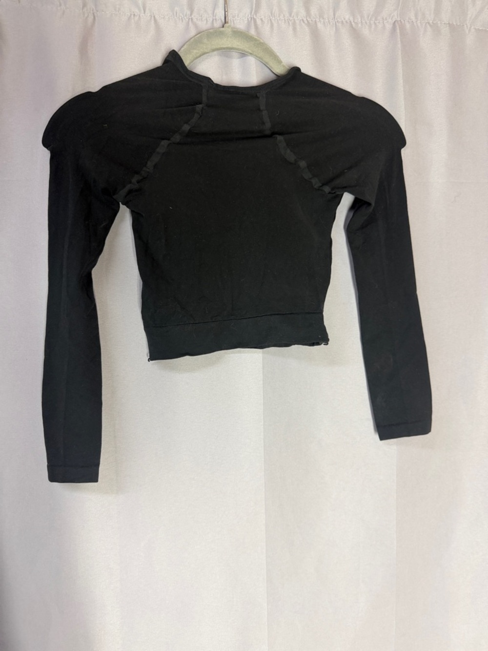 SPANX Black Long Sleeve Cropped Crew Top - Picture 4 of 5